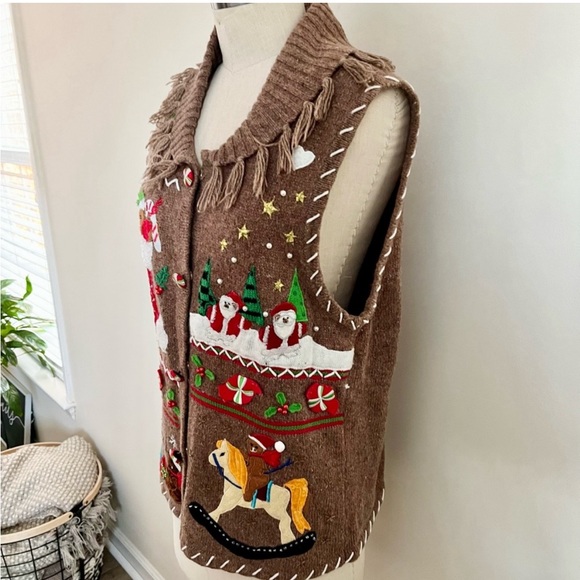 Christmas Sweater Knit Vest With Detail, Small - Picture 3 of 4